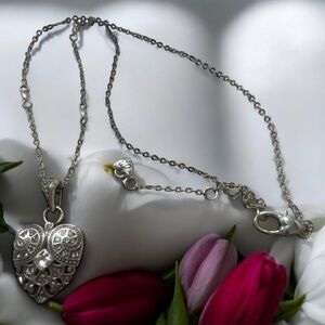 Brighton Silver Ornate Heart Necklace